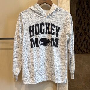 Hockey Mom Hoodie - White and gray